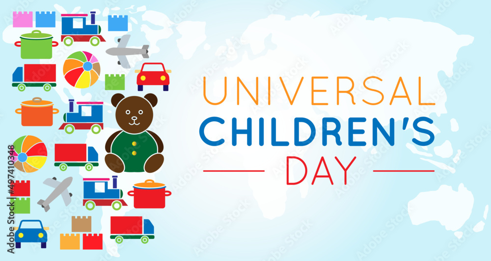 Universal Children's Day Background Illustration with Colorful Toys