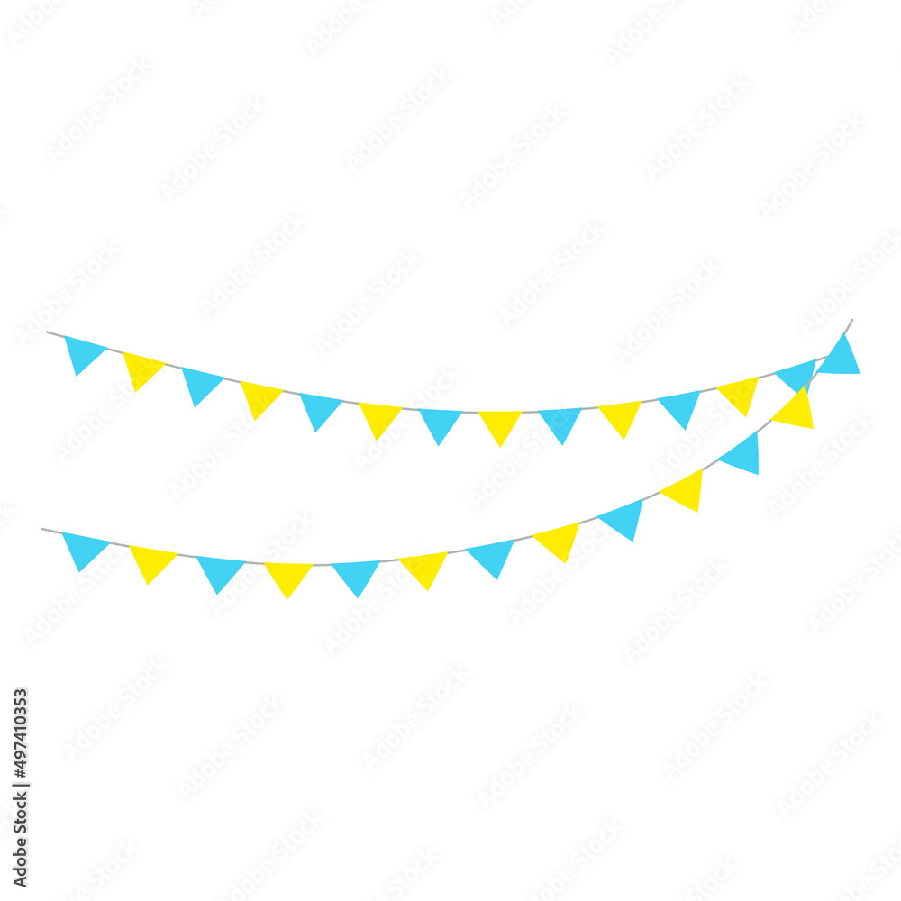 Fototapeta premium Happy birthday party, birthday party, colorful party flags, flat vector illustration and icons