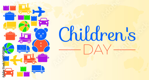 Children's Day Background Illustration with Toys