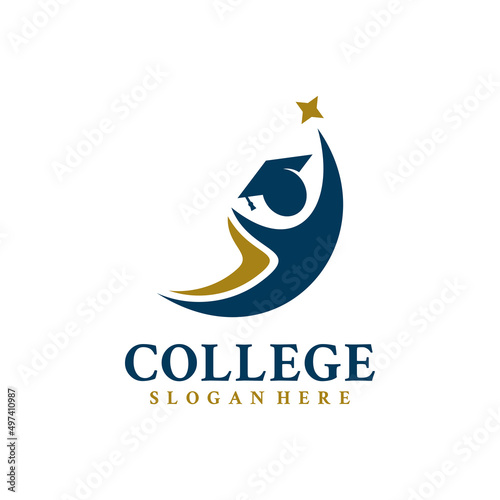 Graduate hat and college student logo vector. Education logo template design concept.