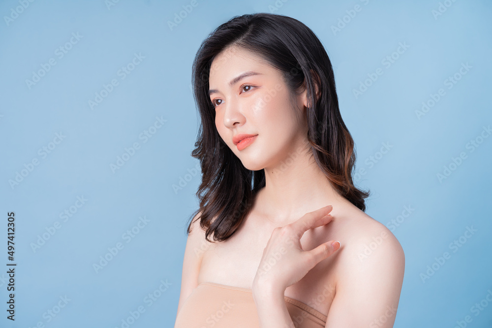 Attractive young Asian woman with fresh skin. Face care, facial treatment, , woman beauty skin isolated on white background. cosmetology, beauty skin and cosmetic concept Attractive young Asian woman with fresh skin. Face care, facial treatment, , woman beauty skin isolated on white background. cosmetology, beauty skin and cosmetic concept