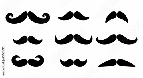 mustache isolated vector illustration set