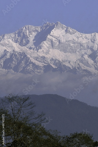 majestic mount kangchenjunga range from lepcha jagat near darjeeling hill station in west bengal, india photo
