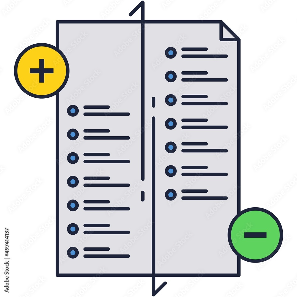 Pros and cons assessment analysis icon vector Pros and cons assessment analysis icon vector