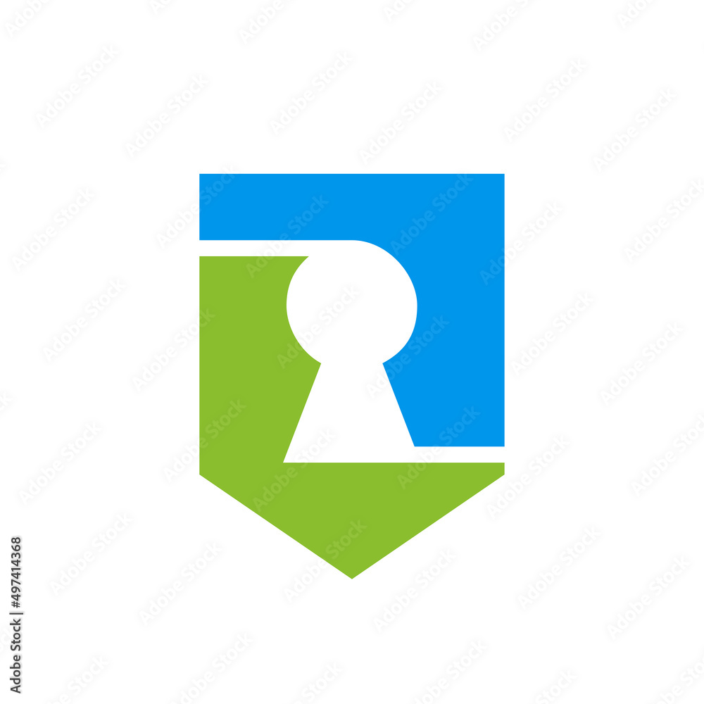 Shield lock logo design template, keyhole and shield logo concept Shield lock logo design template, keyhole and shield logo concept