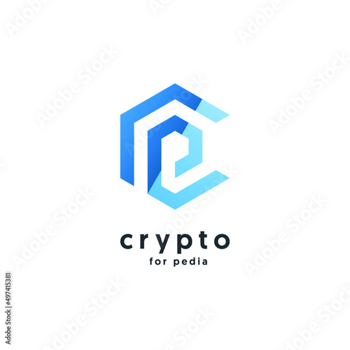 crypto icon geometric element logo vector