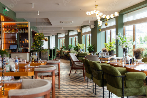 Interior of a modern cozy italian restaurant