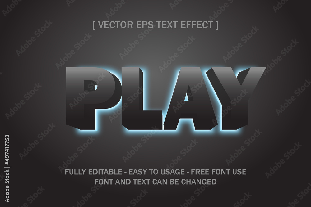 play neon style blue light technology typography 3d editable text effect font style template design 