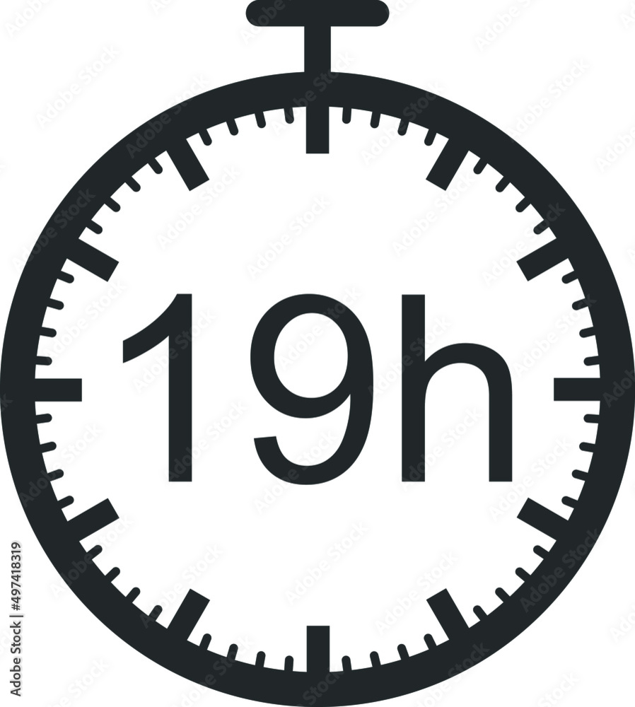 19 hour timer icon, clock icon vector 19 hour timer icon, clock icon vector
