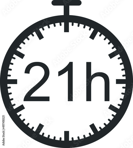21 hour timer icon, timer symbol vector