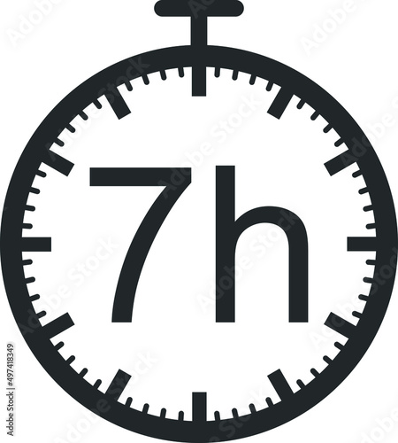 7 hour timer icon, clock icon vector