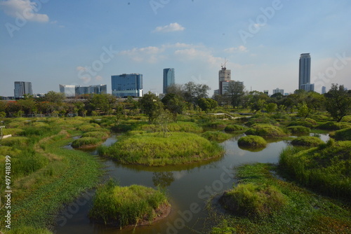 Fototapeta Naklejka Na Ścianę i Meble -  Park, architecture and cityscape in Thailand 