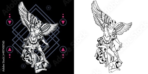Print op canvas archangel of heaven vector illustration