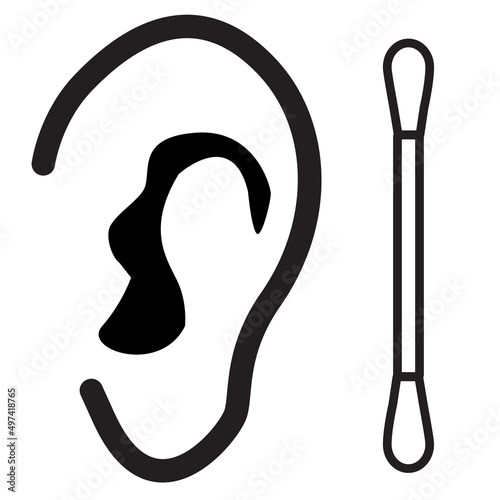 cotton swabs icon on white background. ear and ear stick sign. hygiene routine concept. flat style.