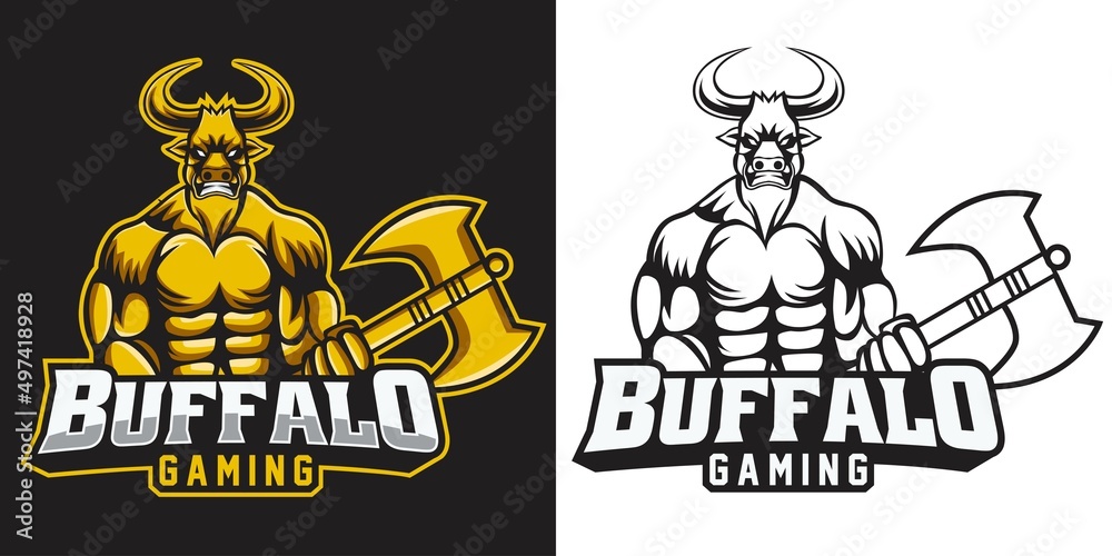 buffalo esport logo mascot design