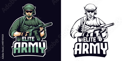 elite army mascot esport logo