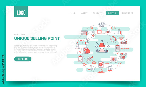 usp unique selling point concept with circle icon for website template or landing page homepage