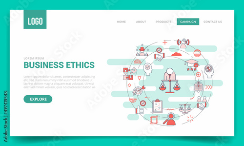 business ethics concept with circle icon for website template or landing page homepage