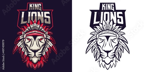 lion mascot esport logo design