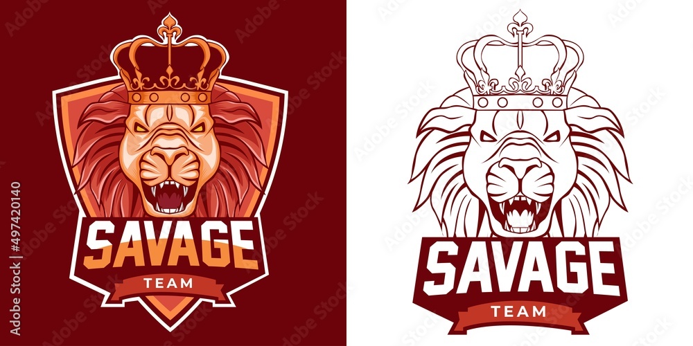 Obraz premium savage lion esport logo mascot design