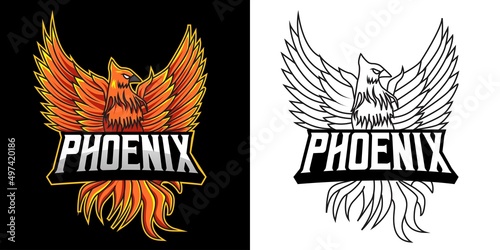 phoenix mascot esport logo design