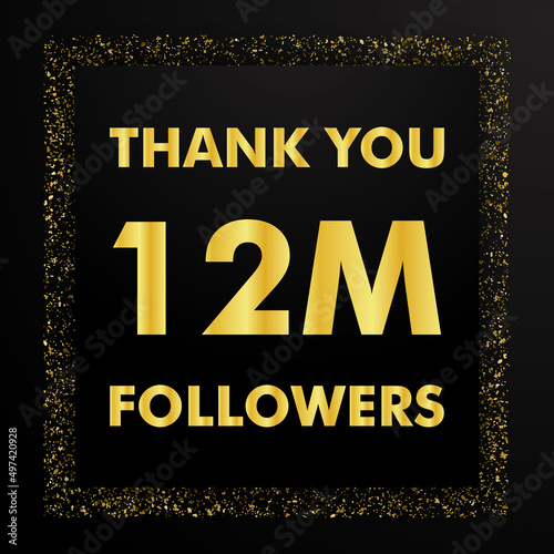 Thank you followers people, 12M online social groups, number of subscribers in social networks, the anniversary vector illustration set. My followers logo, followers achievement symbol design.