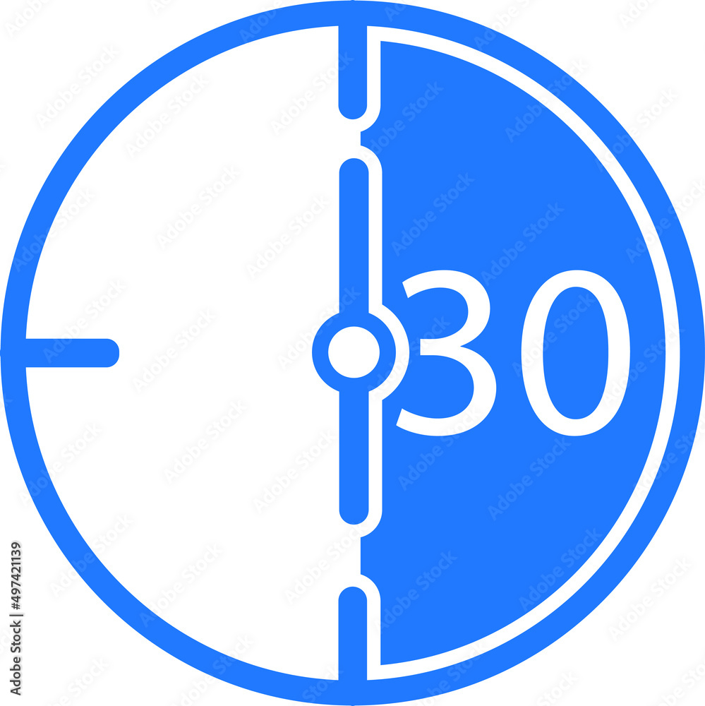 30 minute timer icon, minute symbol vector 30 minute timer icon, minute symbol vector