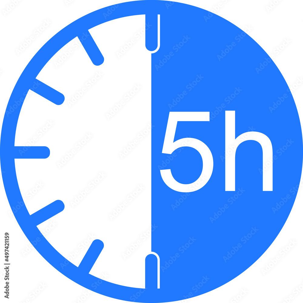 5 hour timer icon, clock icon vector 5 hour timer icon, clock icon vector