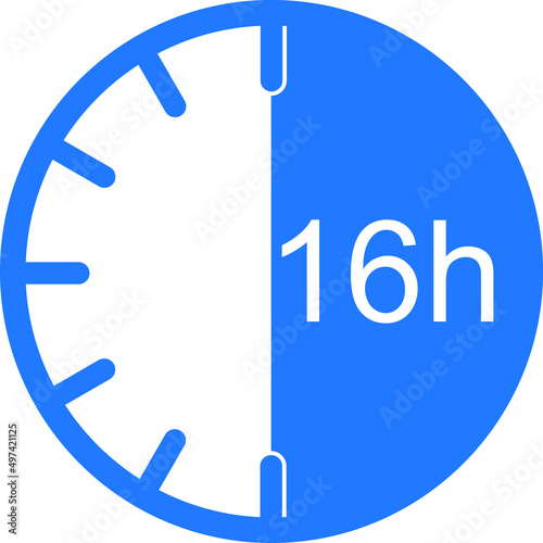 16 hour timer icon, time schedule icon vector