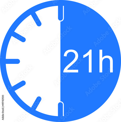 21 hour timer icon, time symbol vector 
