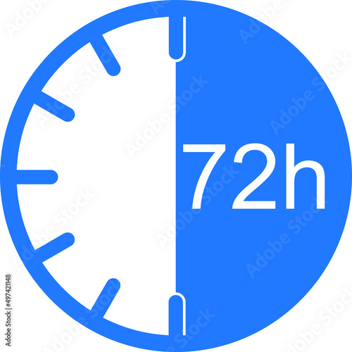 72 hour timer icon, time symbol vector