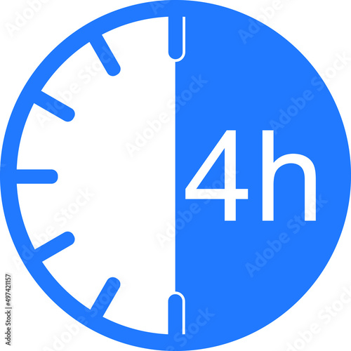 4 hour timer icon, watch symbol vector