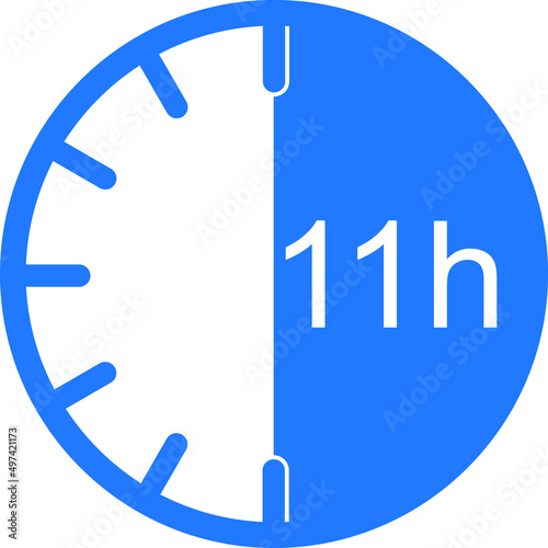 11 hour timer icon, time symbol vector