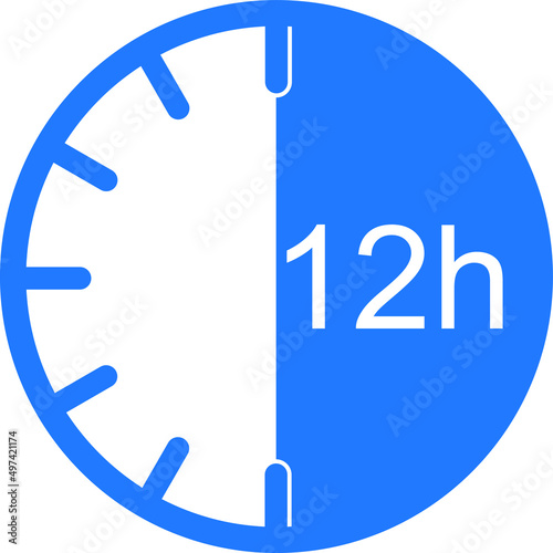12 hour timer icon, clock icon vector