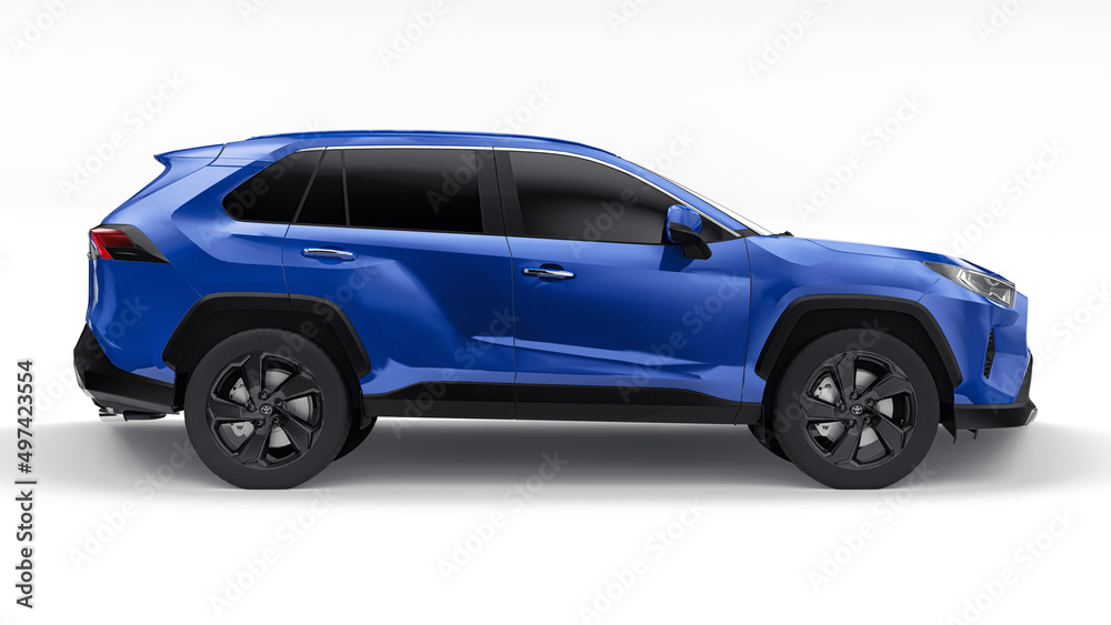 Paris, France. June 24, 2021: Toyota RAV4 SUV 2020 city blue car ...