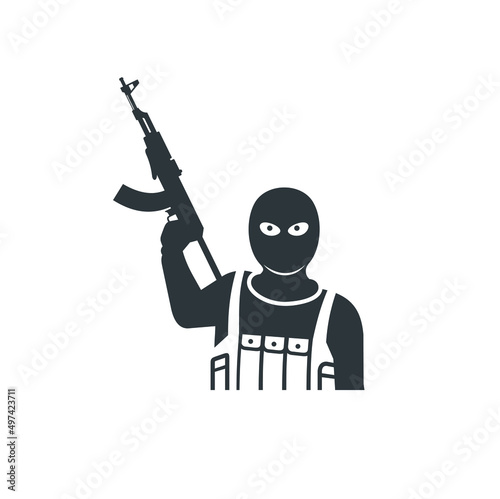 illustration of terrorist, vector art.