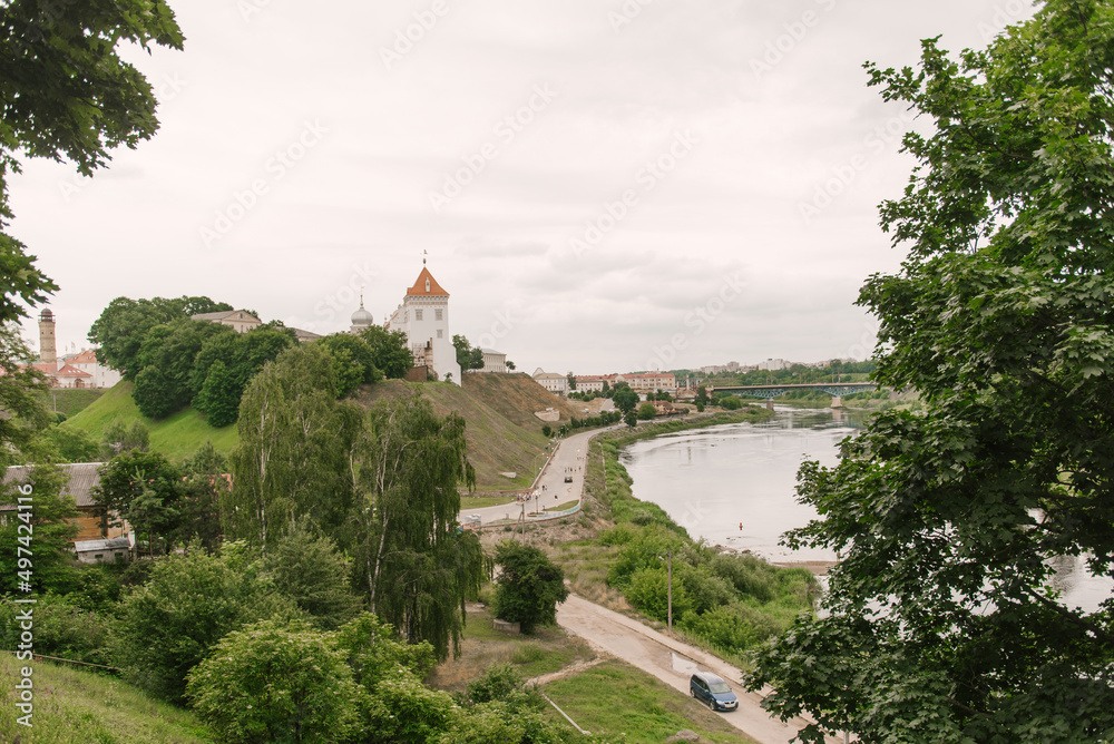 Fototapeta premium View of the city from a high point, July 2021, Grodno Belarus