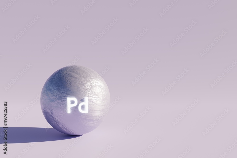 Metal shiny palladium ball, electric car material. Copy space background 3d illustration Metal shiny palladium ball, electric car material. Copy space background 3d illustration