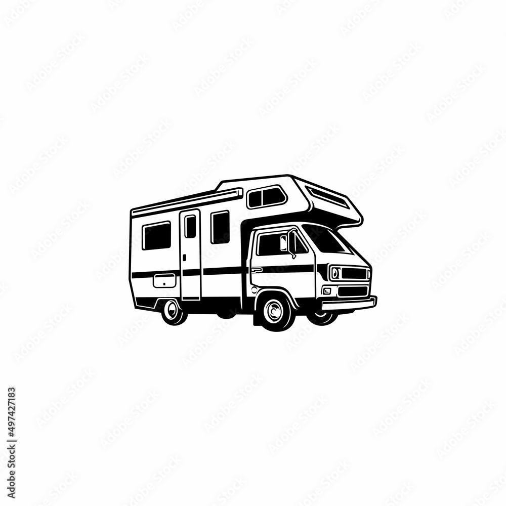 Naklejka premium camper van - caravan - motor home illustration vector