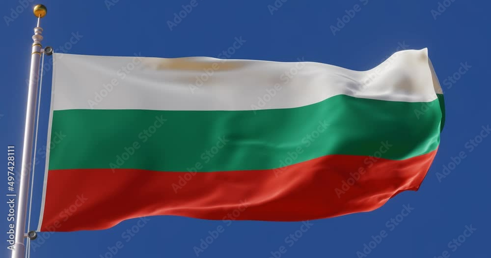 Flag of Bulgaria waving in the sky. Seamless looping animation fluttering in the wind. Flag of Bulgaria waving in the sky. Seamless looping animation fluttering in the wind.