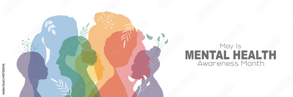 May is Mental Health Awareness Month banner. - obrazy, fototapety, plakaty 