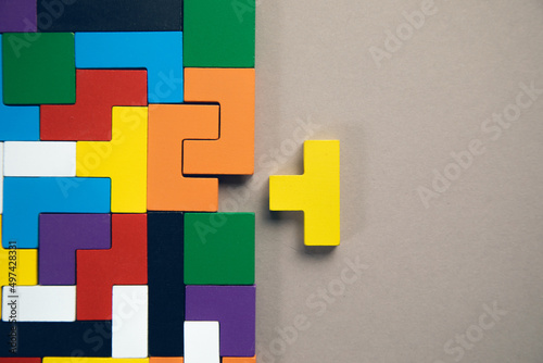 different colorful shapes wooden blocks