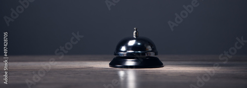 Hotel service bell on a table.