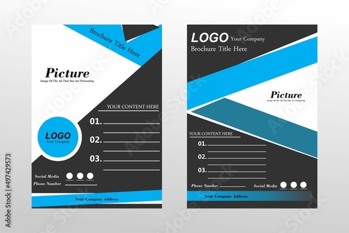 Brochure template with a combination of blue and other colors is suitable for promotional media with vector concepts