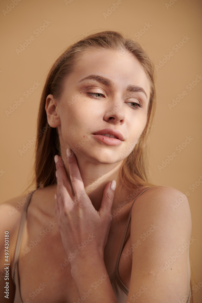 Beauty woman clean healthy skin natural make up spa concept long smooth hair Beauty woman clean healthy skin natural make up spa concept long smooth hair
