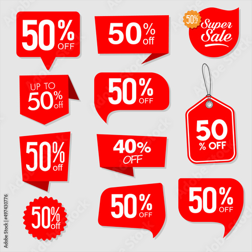 Collection of modern red super sale stickers and tags 