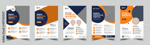 business flyer bundle or corporate flyer template set Orange and Blue color. corporate flyer, business proposal, promotion flyer photo