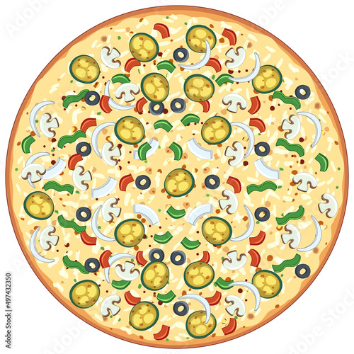 Top view of cheeze pizza on white background