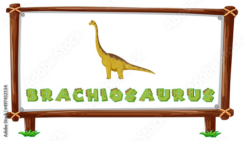 Frame template with dinosaurs and text brachiosaurus design inside