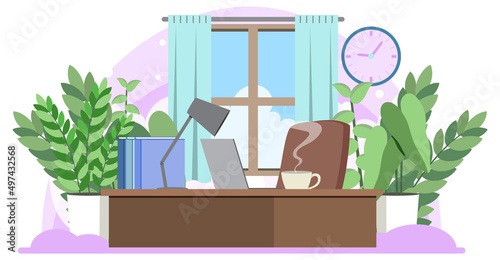 Workroom interior concept in flat design